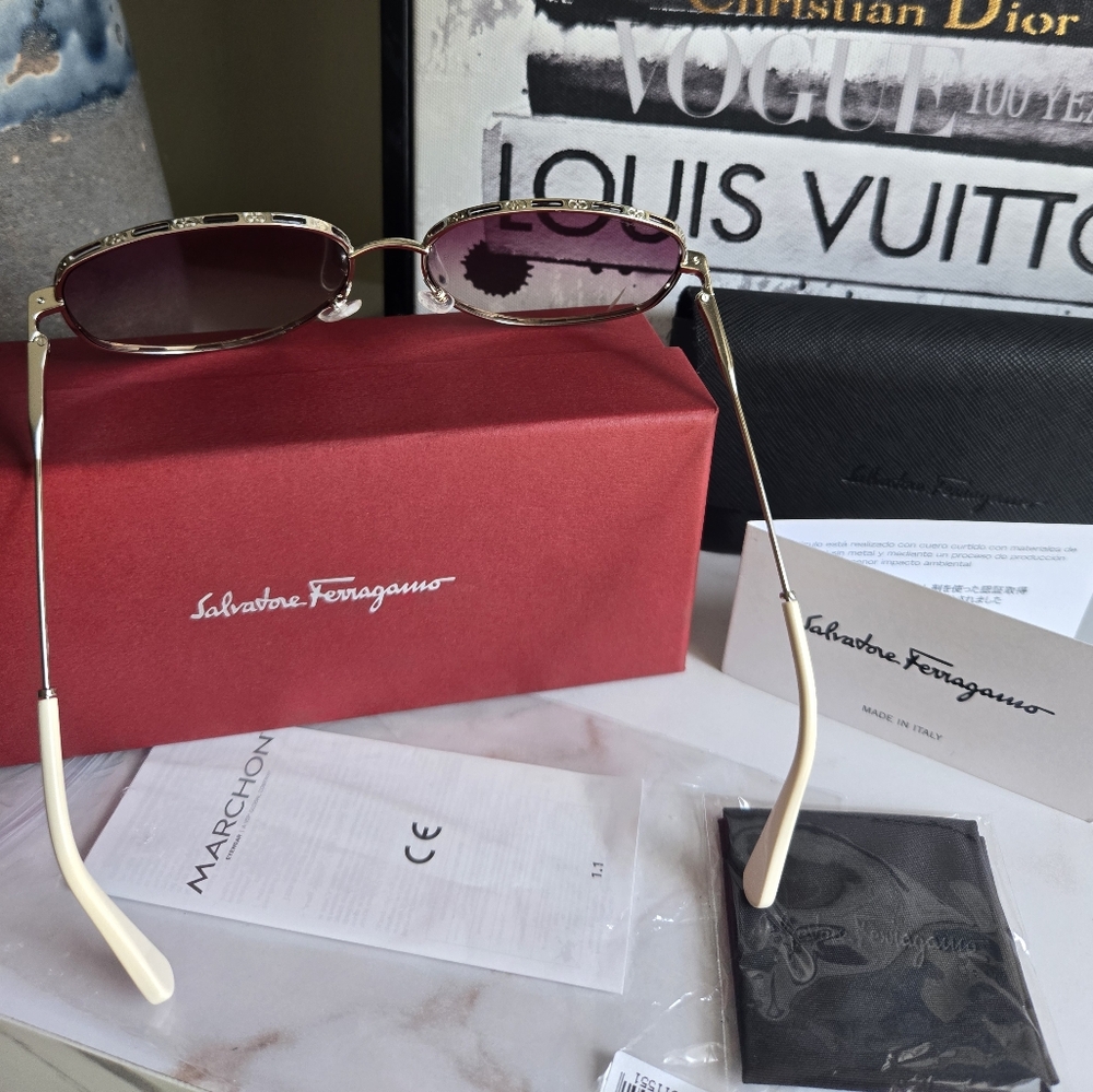 Salvatore Ferragamo Radiant Violet Women Rose Gold Ivory Sunglasses - Picture 3 of 12